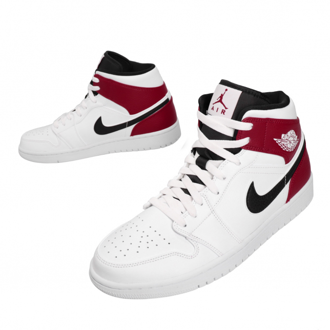 Air Jordan 1 Mid White Black Gym Red 554724116