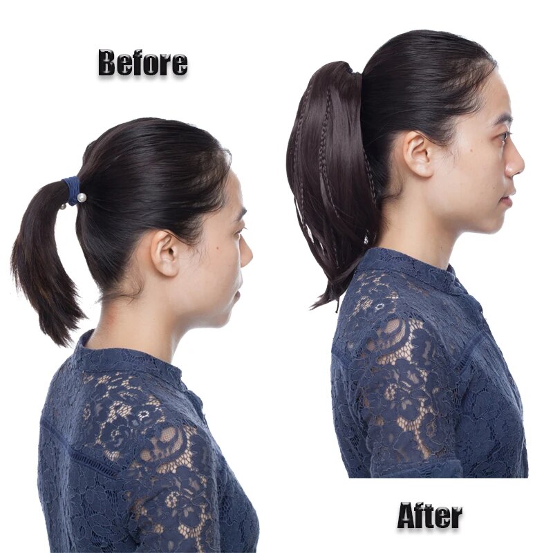 BENEHAIR Synthetic Braid Ponytail Claw On Ponytail With Braids Hair Extensions Clip In Ponytail Hairpiece For Women Fake Hair