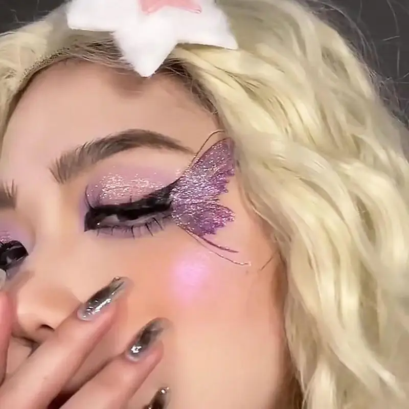 Fairy Butterfly Wings Shiny Tattoo Sticker Waterproof Eyes Face Hand Body Art Fake Tattoos Eye Face Makeup Decoration For Women