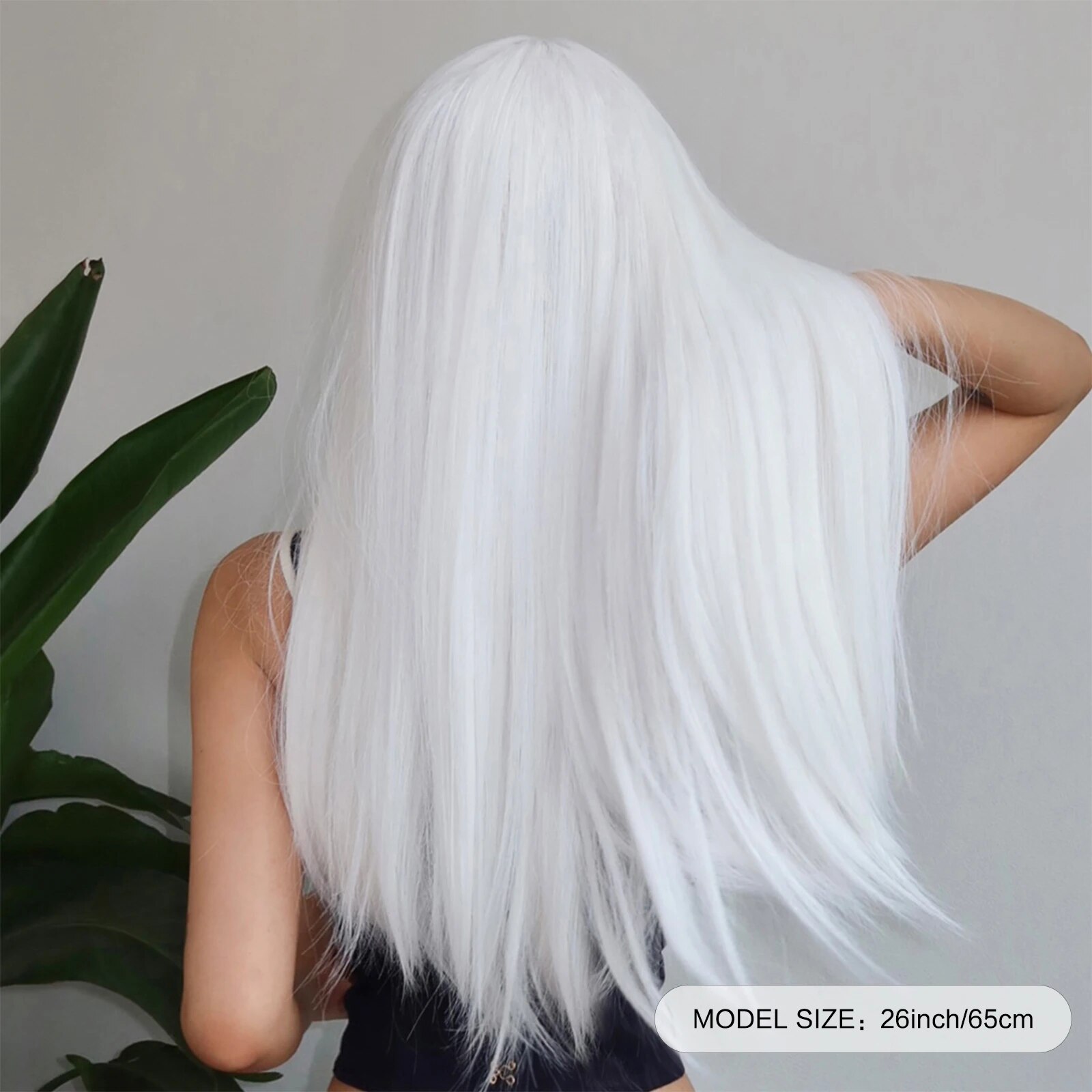 HENRY MARGU White Long Straight Synthetic Wigs for Women Colorful Cosplay Party Fake Hair with Bangs White Wig HighTemperature