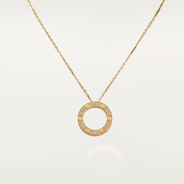 Love necklace, diamond-paved Yellow gold, diamonds