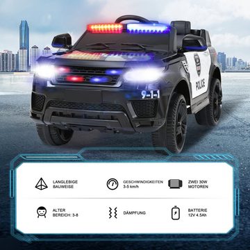 Merax electric children's car with USB, AUX and Bluetooth including remote control, load capacity 30 kg, electric police car, children's car