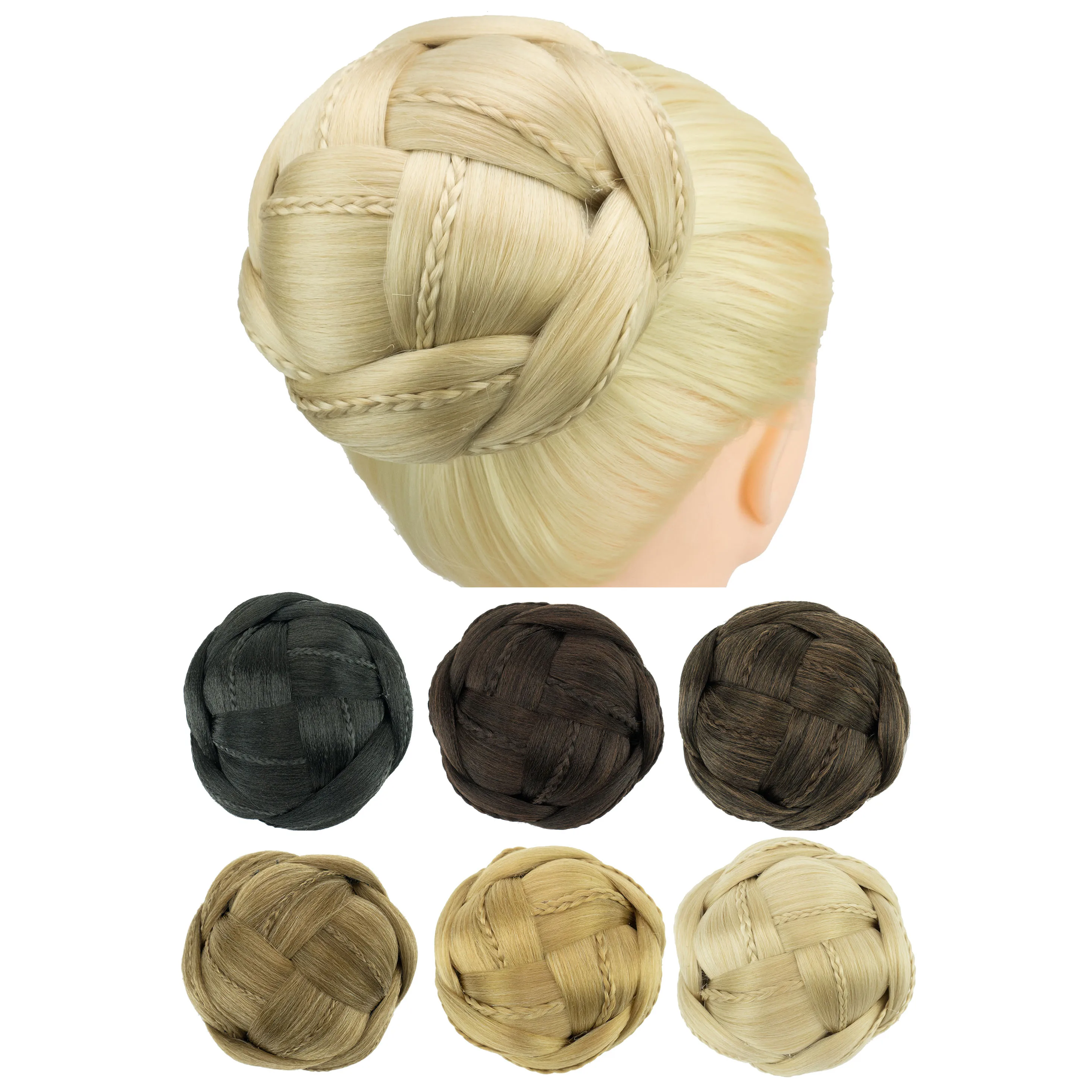 Soowee Large Size Dancer Braided Chignon Hair Cover Donut Hairpieces Scrunchie Hair Bun Wig Updo on Wedding Party
