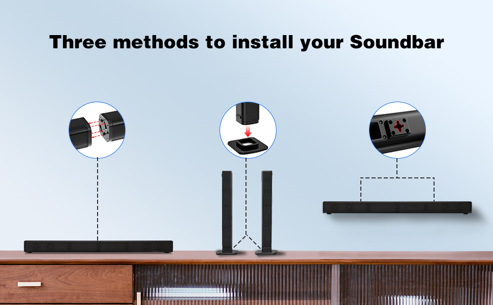 three ways to install sound bar