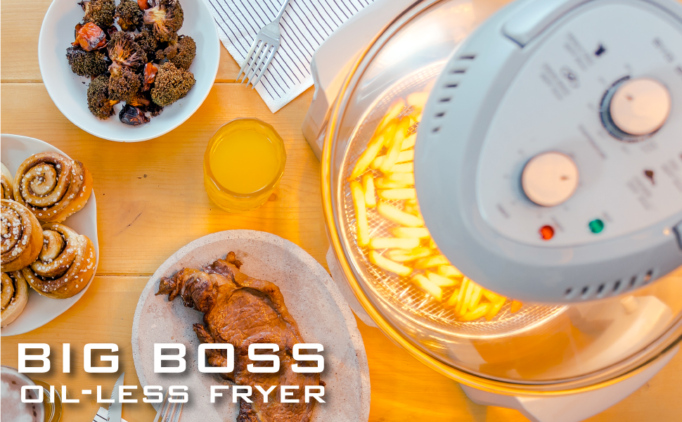 BIG BOSS OILESS FRYER, INFRARED HEAT, CONVECTION, HEALTHY LIFESTYLE, HEALTHY FRYING