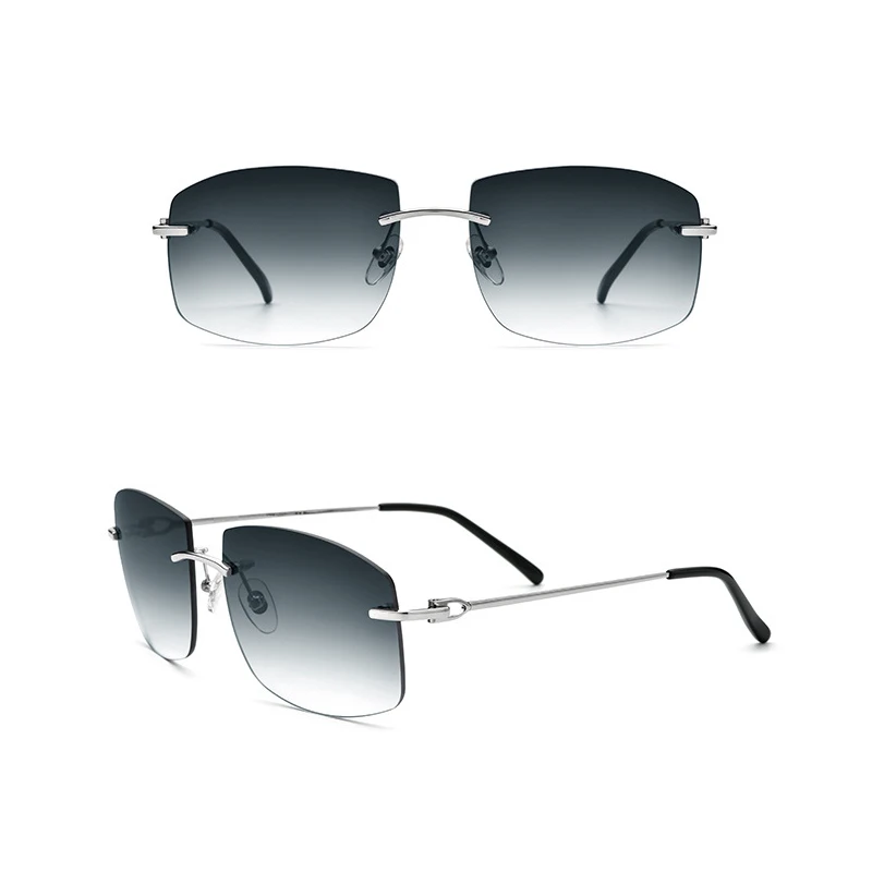 Belight Optical Classical Rimless Design Metal Blue Lens Women Men UV400 Protection with Case Oculos  Sunglasses 50248