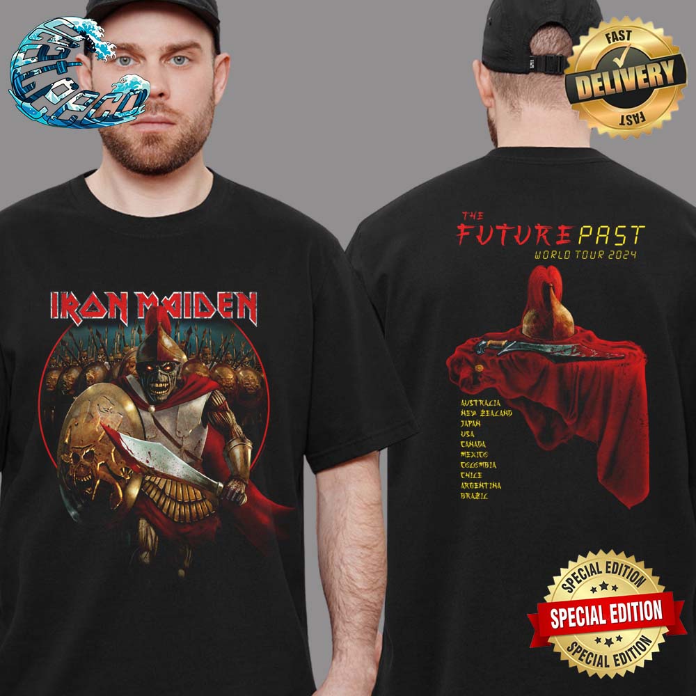 Iron Maiden The Future Past 2024 World Tour Alexander The Great Two Sides Print Vintage T-Shirt