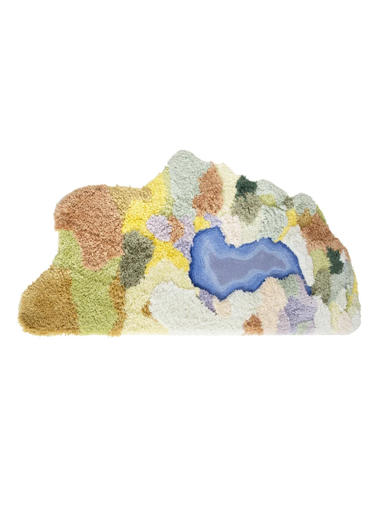 Forest Moss Irregular Bedside Bedroom Carpet New Zealand Imported Tufting Wool Carpet Handmade Living Room Area Rug Thick Mat