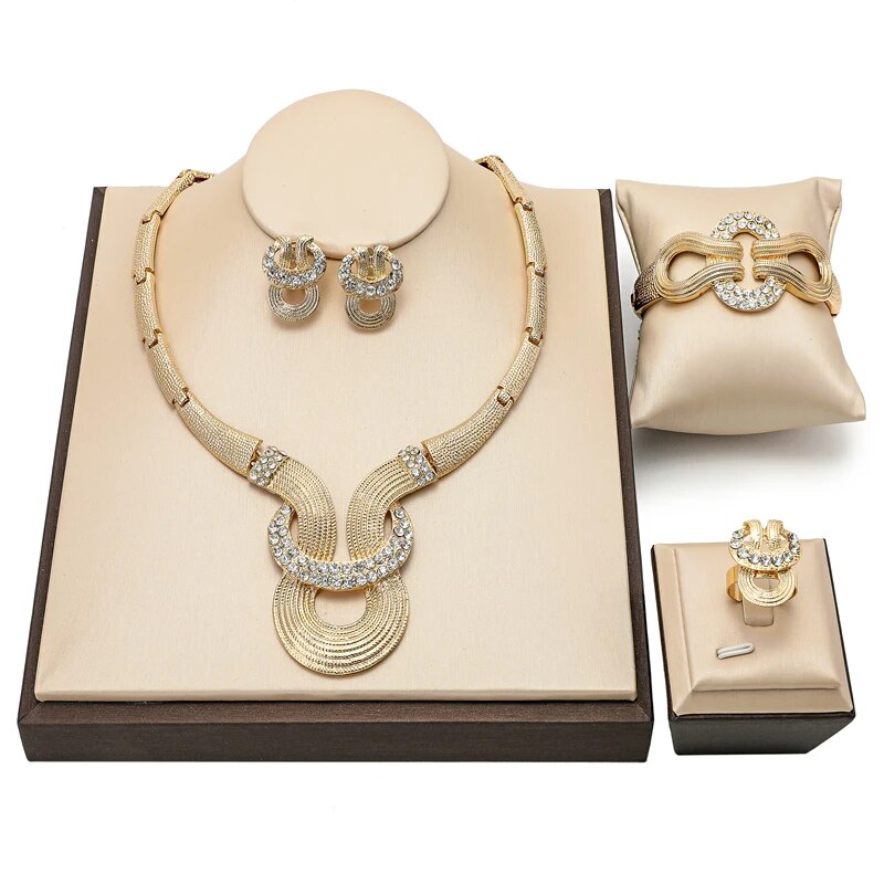 Drop Shipping Jewelry Sets Woman Dubai Gold Plated Nigerian Wedding Accessories Bridal Set Moroccan Traditional Jewellry