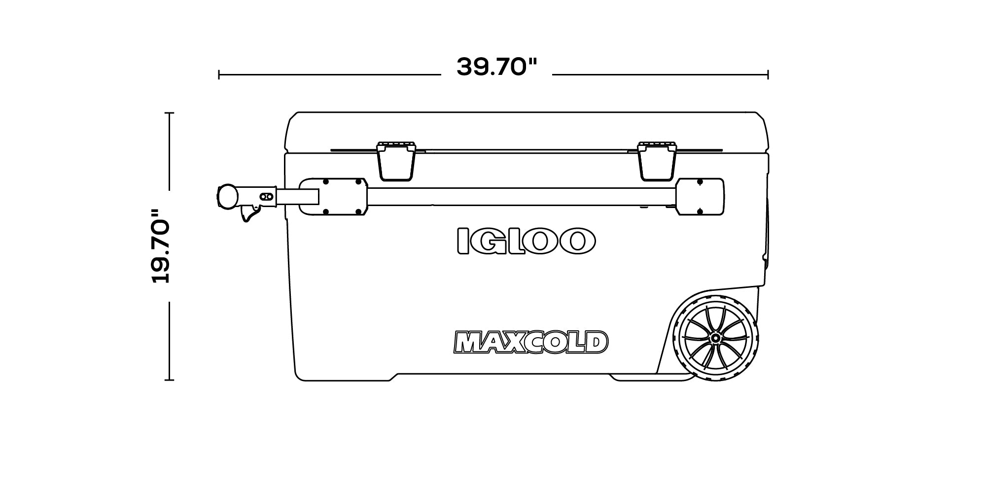 Sunset Glide 110 Qt Cooler dimensions