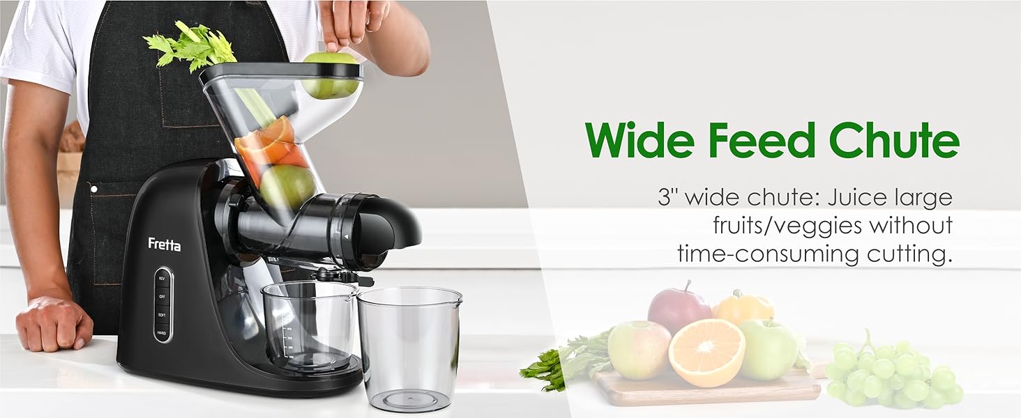 wide feed chute juicer, larger feeding chute juicer