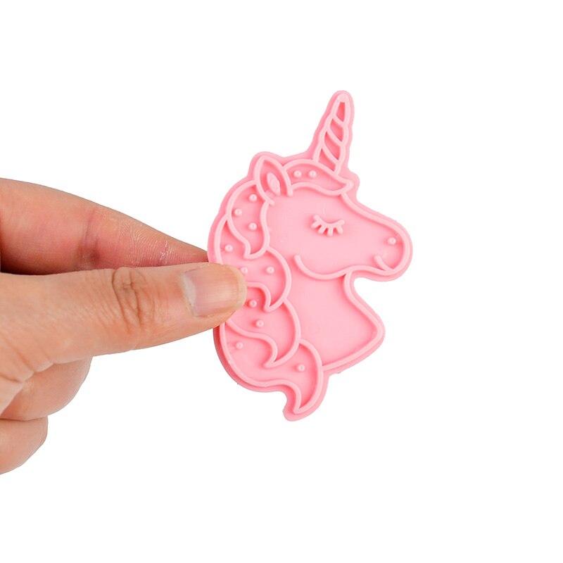 6Pcs/set 3D Unicorn Cookie Cutters Cartoon Plastic Fondant Biscuit Mould ABS Plastic Baking Mould Cookie Decorating Tools