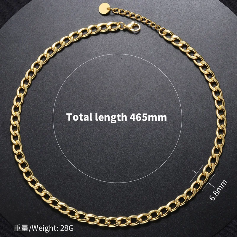 ZHUKOU NEW Gold color Stainless Steel Necklace for women Punk women Necklace Fashion Women Jewelry Wholesale VL203