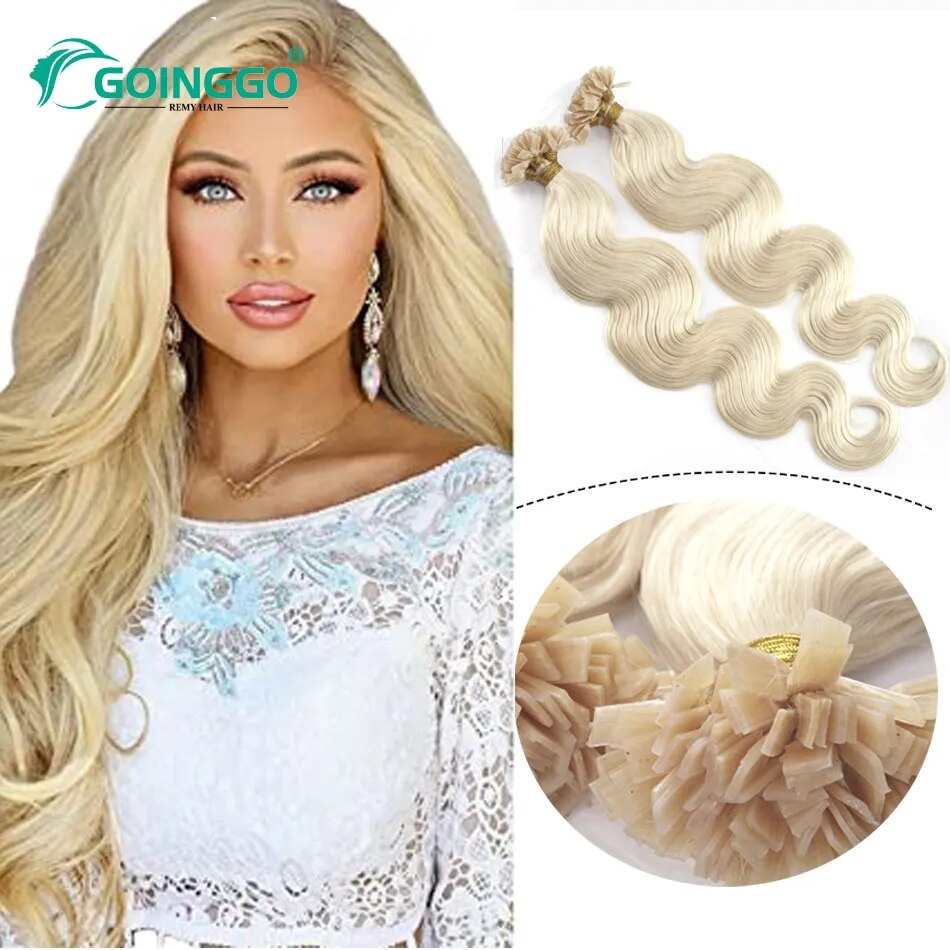 Body Wave Flat Tip Human Hair Extension Highlight Blonde Real Remy Human Fusion Hair Pre Bonded Keratin Hair 1g/S 12-26 Inch