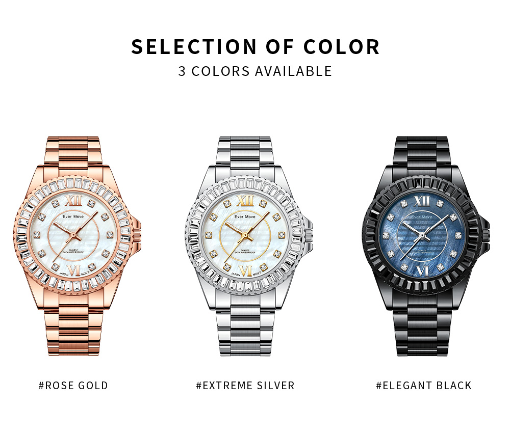 2022 Ever Move Women'S Luxury Fashion Watch Jewelry Diamond Japanese Movement Quartz Dress Watch