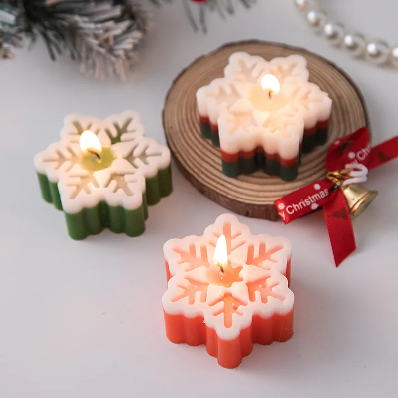 Christmas Handmade Snowflake Shape Aromatherapy Candles Winter Creative Home Decoration Holiday Gifts Scented Fragrance Candles