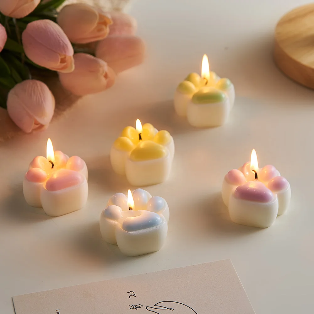Creative Lovely Cat's Paw Incense Candle Bean Milk Aromatherapy Bedroom Living Room Decorations Lasting Fragrance Birthday Gift