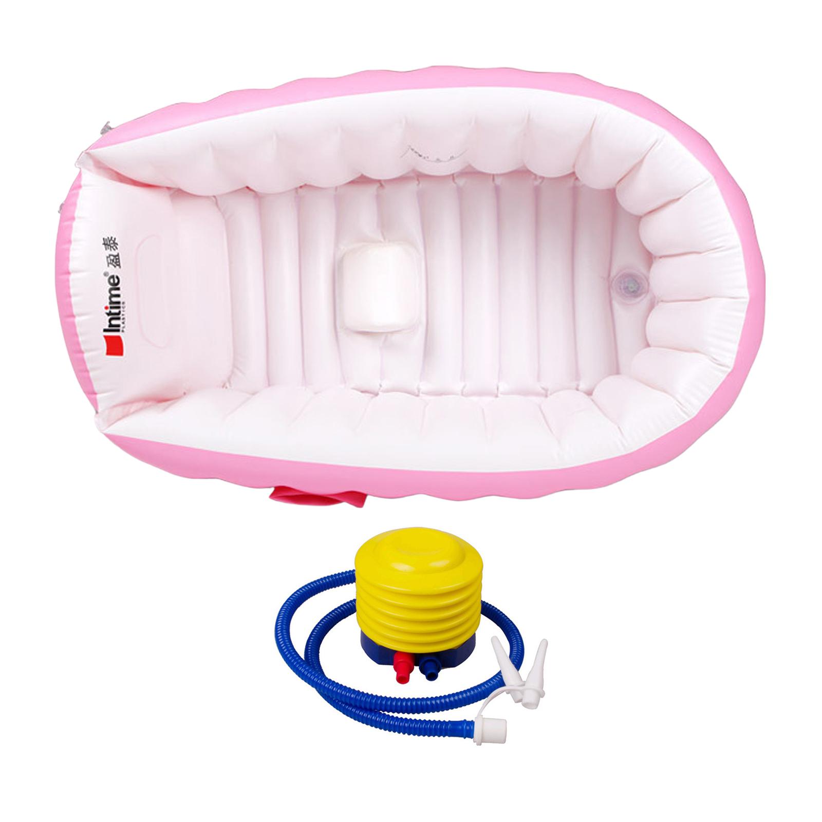 Inflatable Baby Bathtub with Air Pump with Water Level Foldable PVC Lightweight Inflatable Swimming Pool for Toddler Baby Home