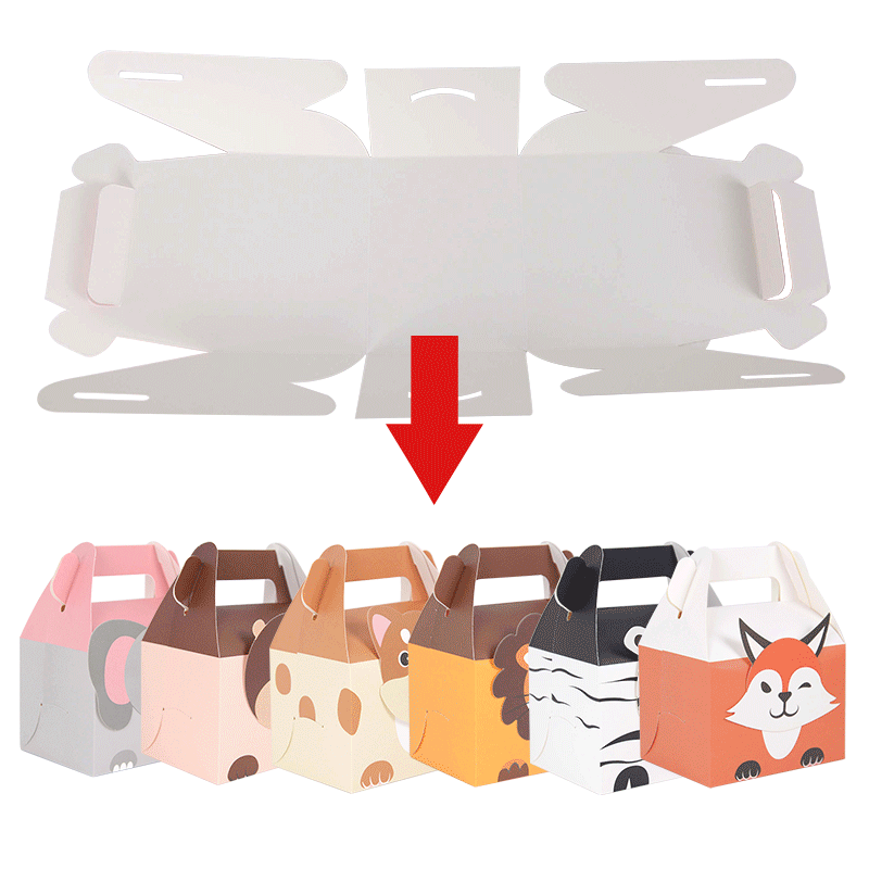 5Pcs Cute Animals Candy Box Lion Elephant Portable Biscuit Box Wild Jungle Birthday Party Decor Gift Box Baby Shower Supplies