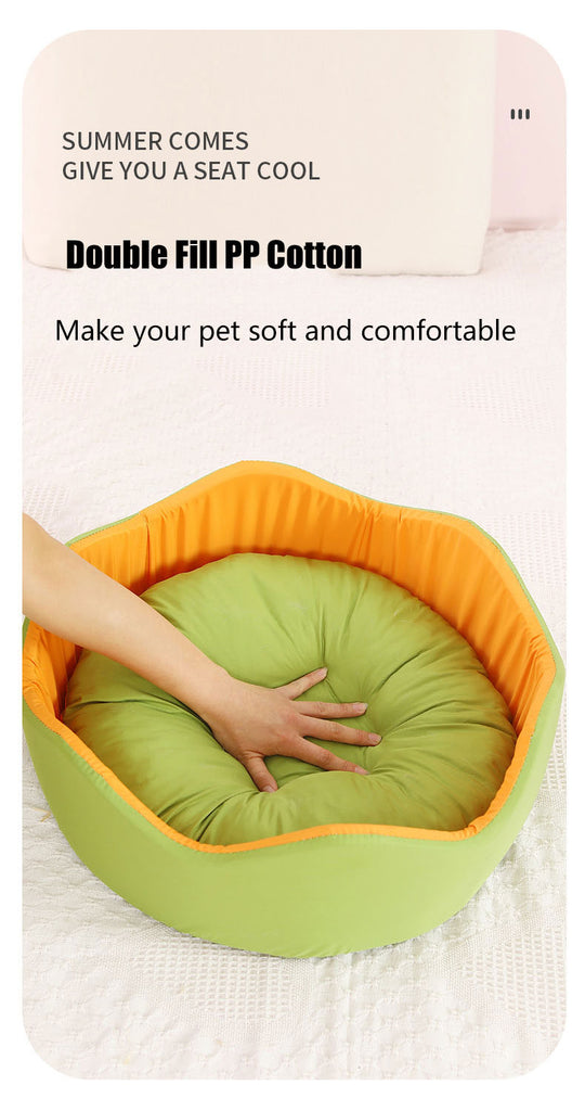 Cat Bed Summer Cool Flower Nest 2 Color Detachable Round Pet Nest