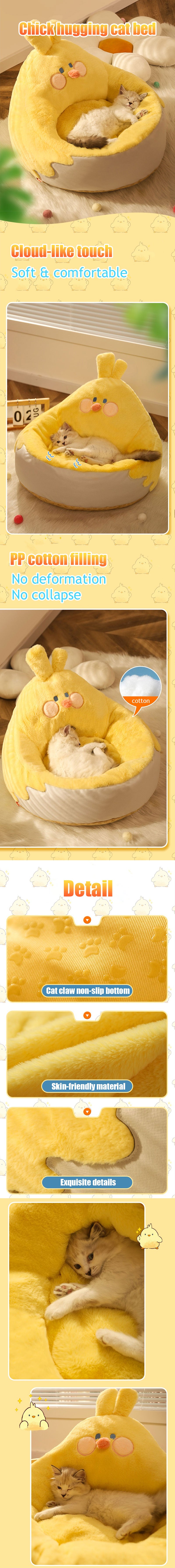 Cat Bed Cushion Sleeping Mats Cute Yellow Chicken Cat Nest