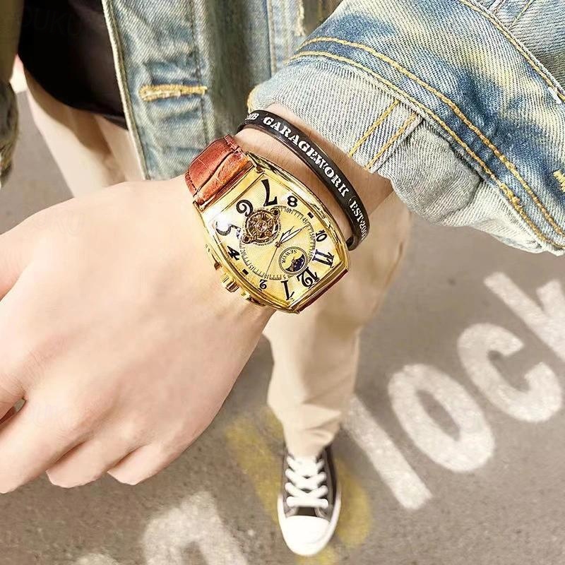 Men Mechanical Watch Luxury Large Dial Fashion Business Hollow Skeleton Automatic Self-winding Waterproof Leather Watch 2024 - US $31.99 –P4