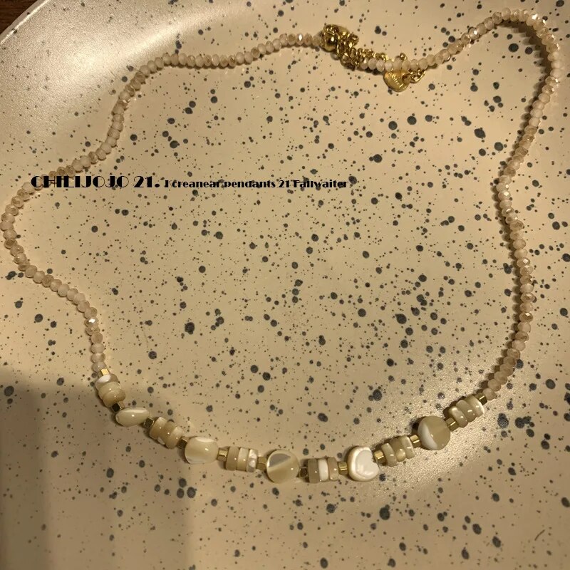 Women's Classic Charm Jewellery Irregular Brown Beaded Necklace Fashion Jewelry Trendy Necklaces Delicate Vintage Neck Chain