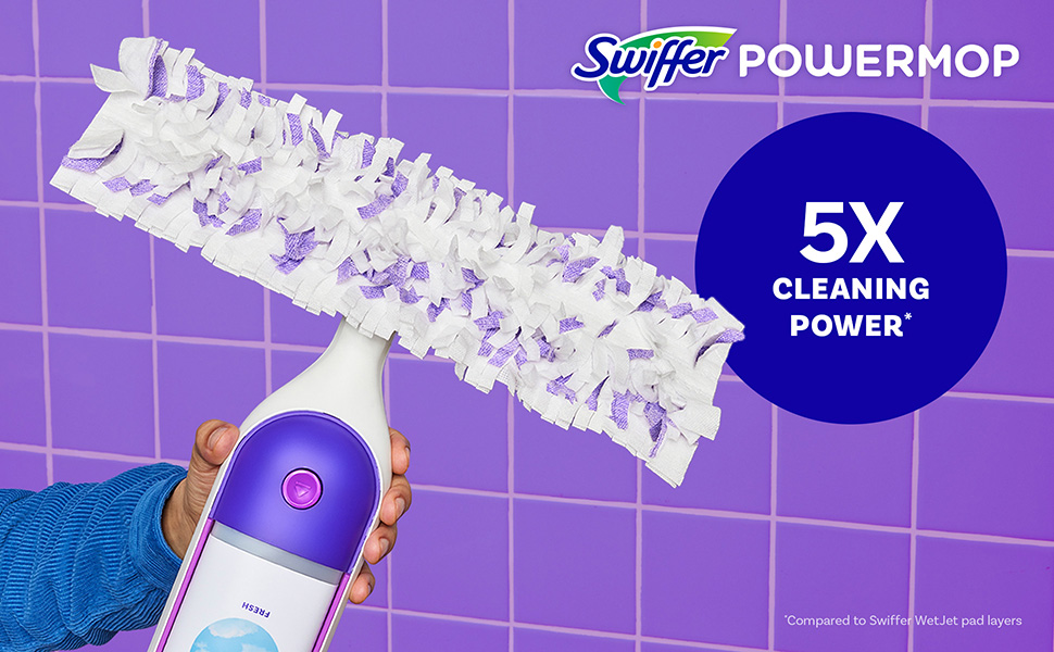 Swiffer Power Mop 5X Cleaning Power Compared to Swiffer WetJet pad layers