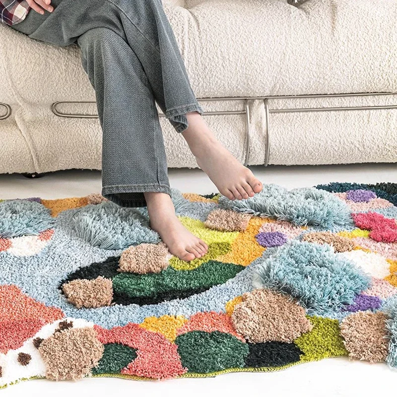 Living Room Area Soft Rugs Fluffy Bedroom Non Slip Tie Dyed Fuzzy Shag Plush Soft Shaggy Bedside Rug Home Decorations