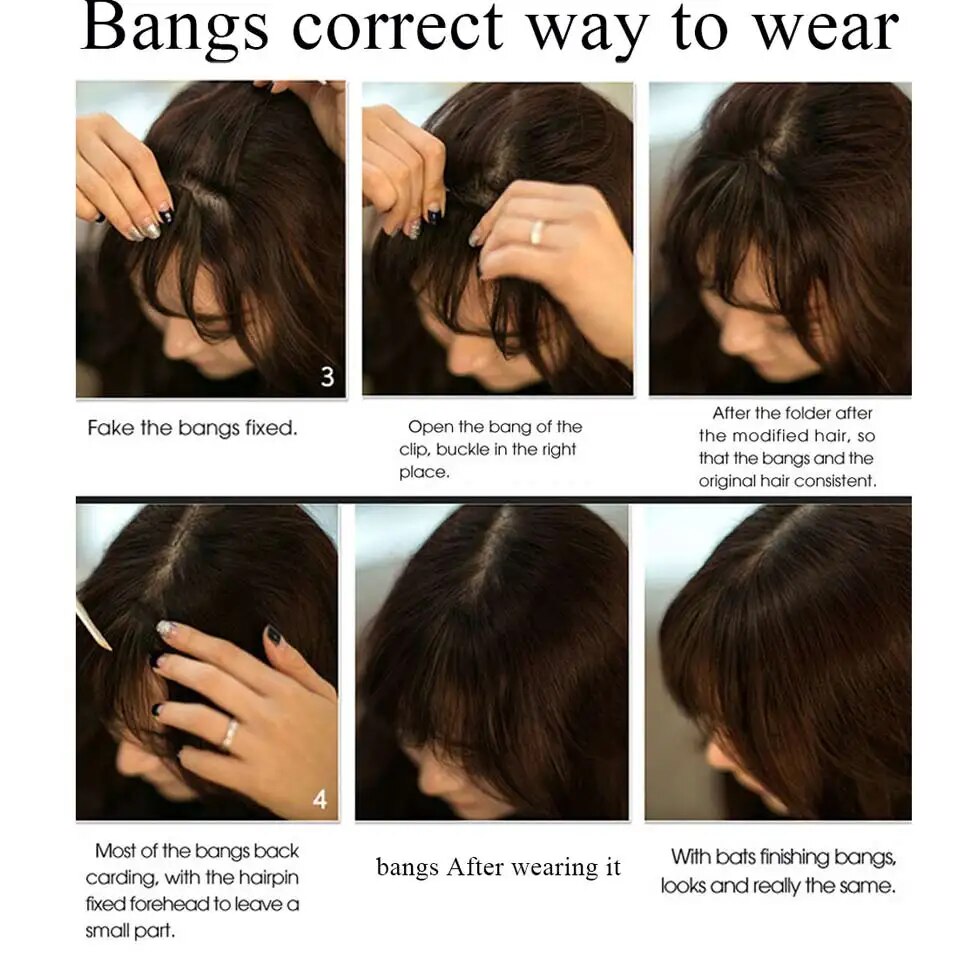 BENEHAIR 2 Clips In Middle Part Bangs Hairpieces Synthetic Clip In Hair Extension Top Hair Piece For Women Fake Hair 30g