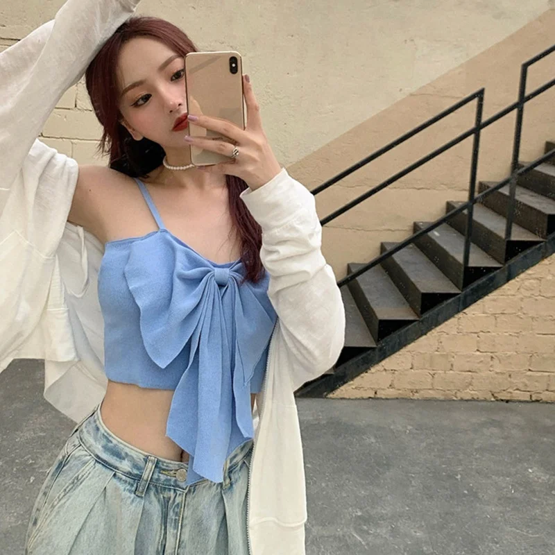 Women's Bow Tie Tops Summer Sexy Cami T Shirt Corset Tank Top