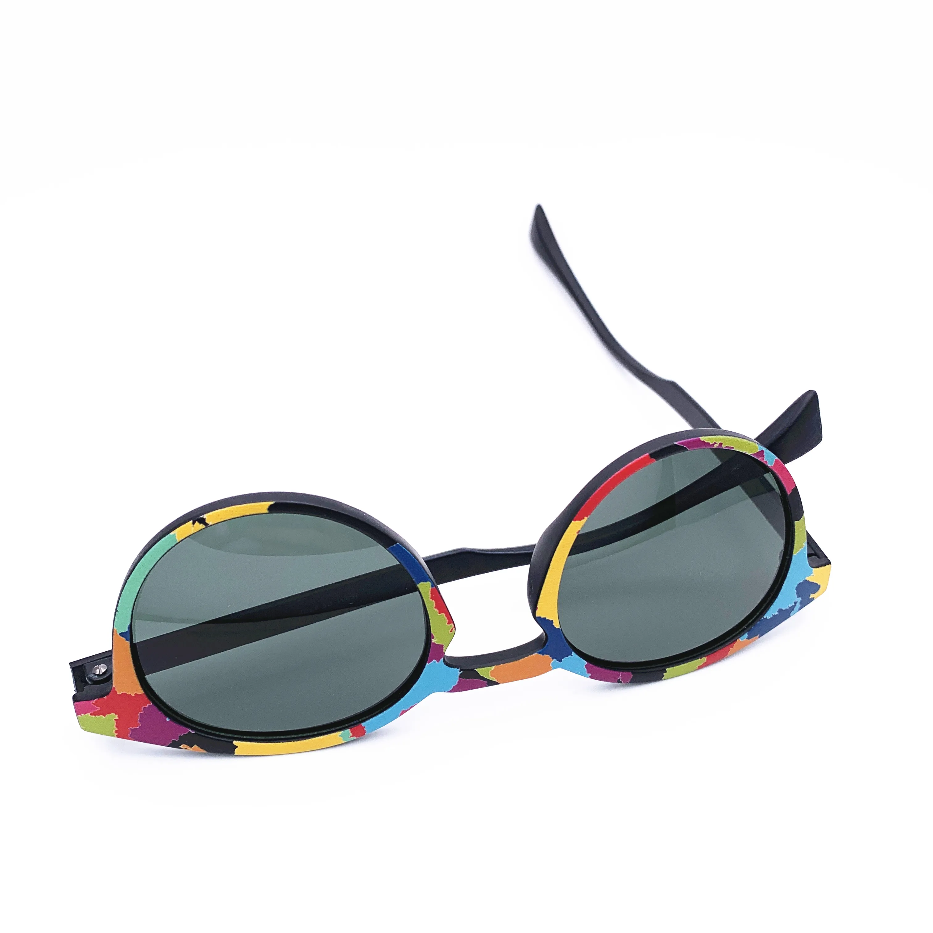 Belight Optical  3D Print Pattern TR90 Women Men Polarized Protection Round Vintage Retro Sunglasses  with Case Oculos IS031