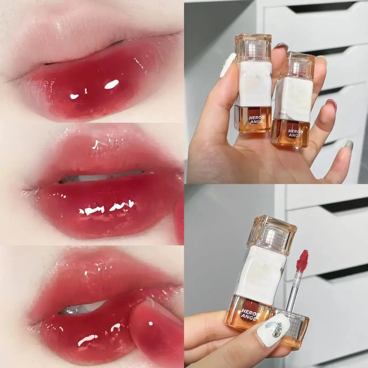 Light Dew Rich Tone Mirror Lip Glaze Water Light Lip Lipstick Makeup White Students Do Not Touch a Cup of Milk Coffee Mouth Red