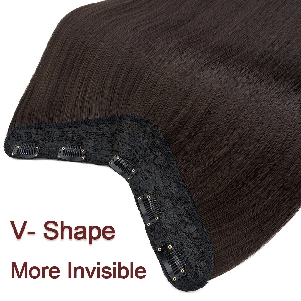Benehair 18 Inch 160g V-Shaped Clip in Hair Extensions Synthetic Straight One piece Clip in Hair Extensions Full Head