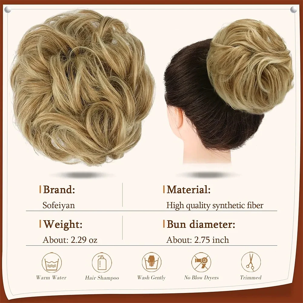hair clips for women synthetic hair bun extensions for women curly messy donut updo hair piece