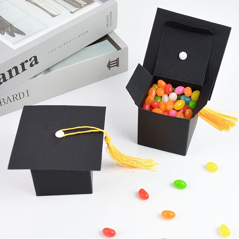 5/10pcs Doctor Hat Cap Candy Box Graduation Celebration Party Decoration Candy Favor Boxes Graduation Gift Packing Box Paper