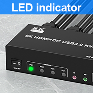 LED Indicator When switching to which PC, the LED will tell you whether PC1 or PC2/PC3/PC4 is active