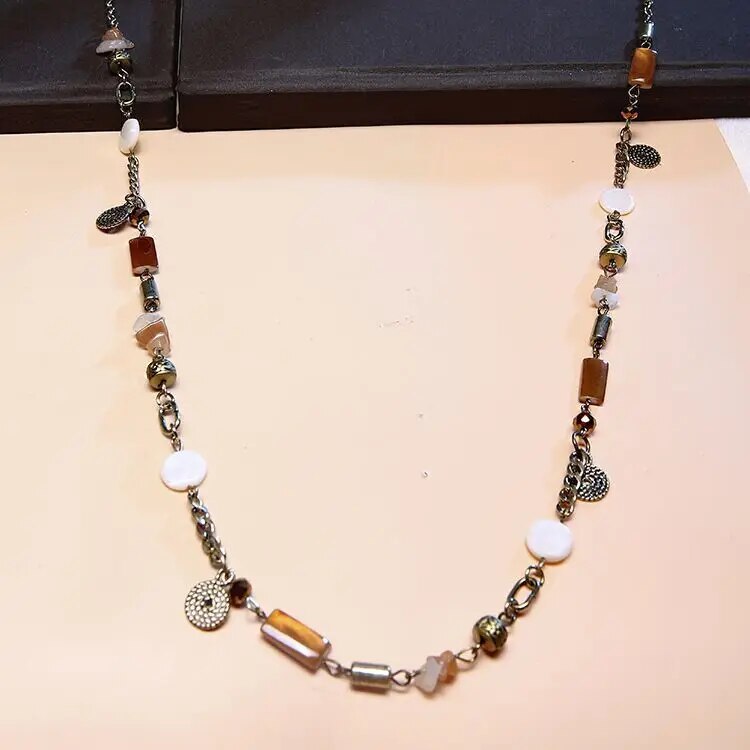 New European and American fashion shell handmade original beaded long necklace sweater chain women's accessories