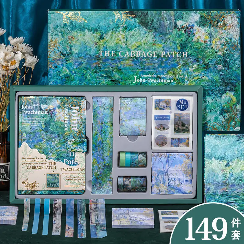 Oil Painting Notebook Gift Box Set Hardcover Magnetic Buckle Notebook Diary Book for Journals Planner Kawaii Stationery