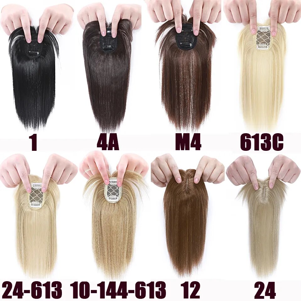 Benehair Synthetic 2 Clips In Topper Straight Hairpiece Black Brown Blonde Women Fake Hair  Clip In Hair Extensions With Bangs