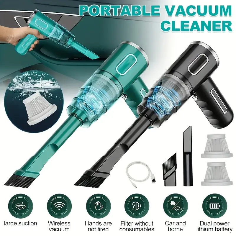 120w portable car vacuum cleaner rechargeable handheld automotive vacuum cleaner for car wireless dust catcher cyclone suction wireless vacuum cleaner details 0