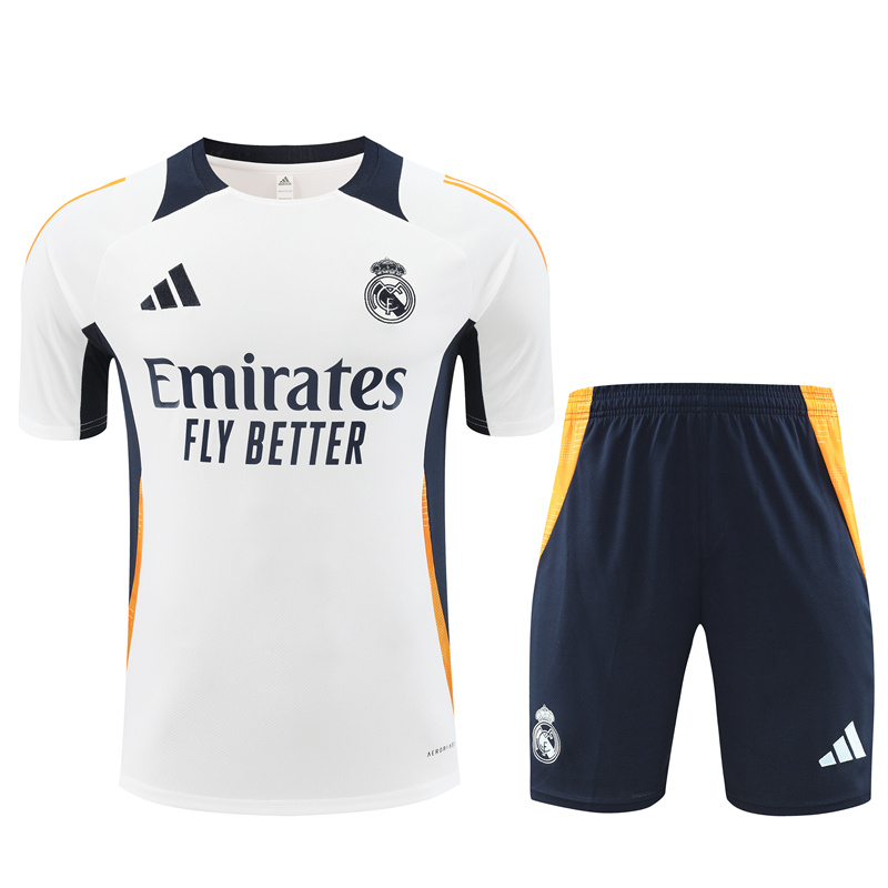 Real Madrid 24-25 Short-Sleeve Training Kids Kit - White & Deep Blue111