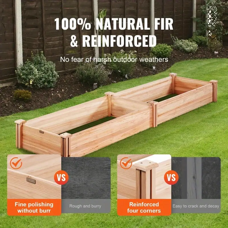 94 5     8 wooden raised garden bed planter box multi color metal frame   flowers vegetables herbs elevated design   drainage soil quality outdoor gardening   bed mixed material details 3