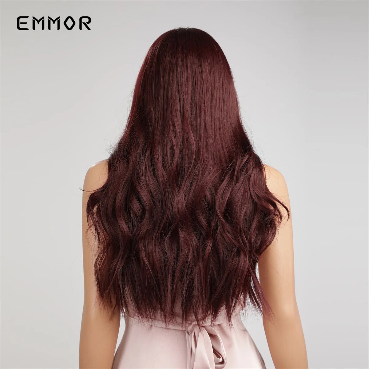 Emmor  Synthetic Red Wigs Long Wavy Wig Natural Women Wigs Cosplay Party Daily Use High Temperature Resistance Fiber Hair