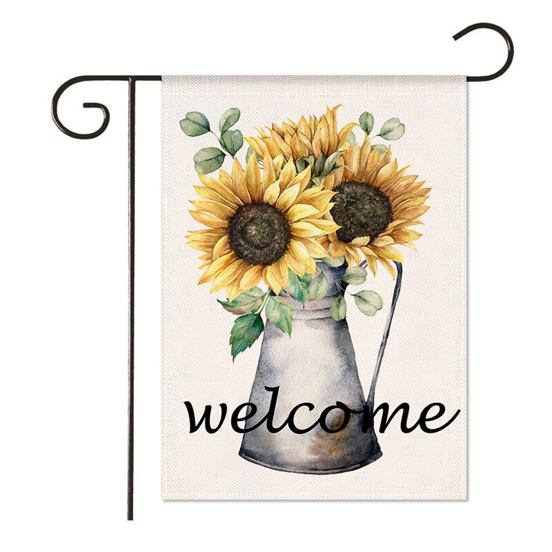 Summer Garden Flag Welcome Flower Garden Banner Seasonal Flower Yard Outdoor Holiday Party Decoration 30*45CM（11.81IN*17.71IN）