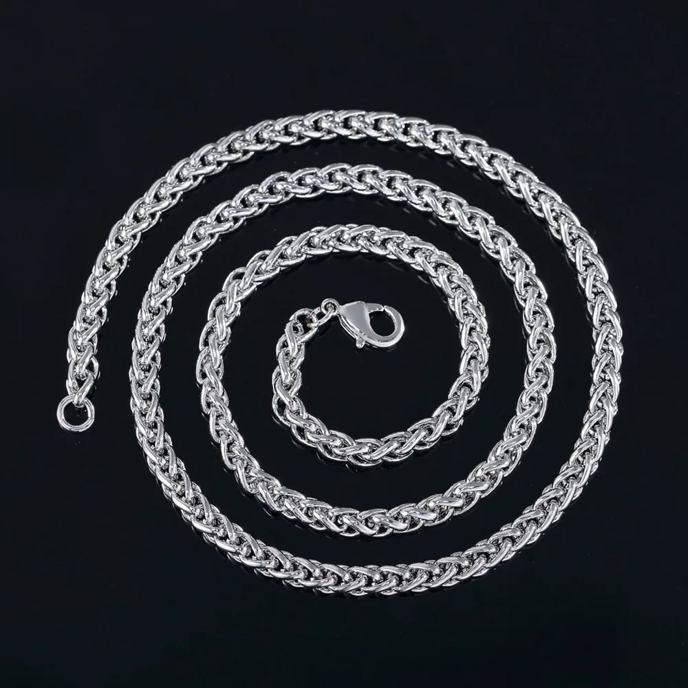 Men's Stainless Steel Necklace Basket Braided Chain Titanium Steel Necklace Women Neck Collars Basic Jewelry цепочка мужская