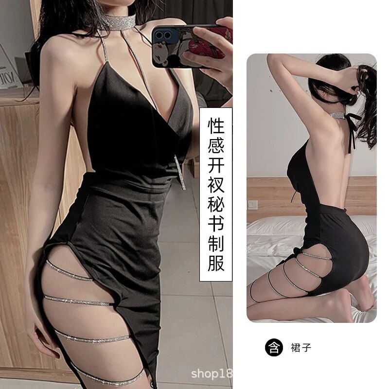 Sexy and fun lingerie, uniform, lace straps, seductive, hot, sexy, transparent bed, passionate adult products