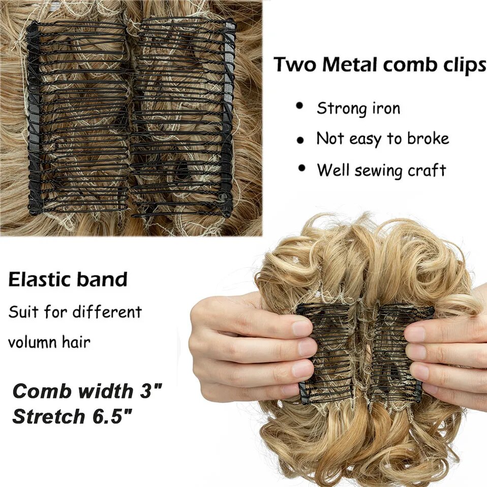 BENEHAIRSynthetic LARGE Comb Clip In Hair Extension Curly Chignon Hair Pieces Women Updo Cover Hairpiece Ponytails Hair Bun