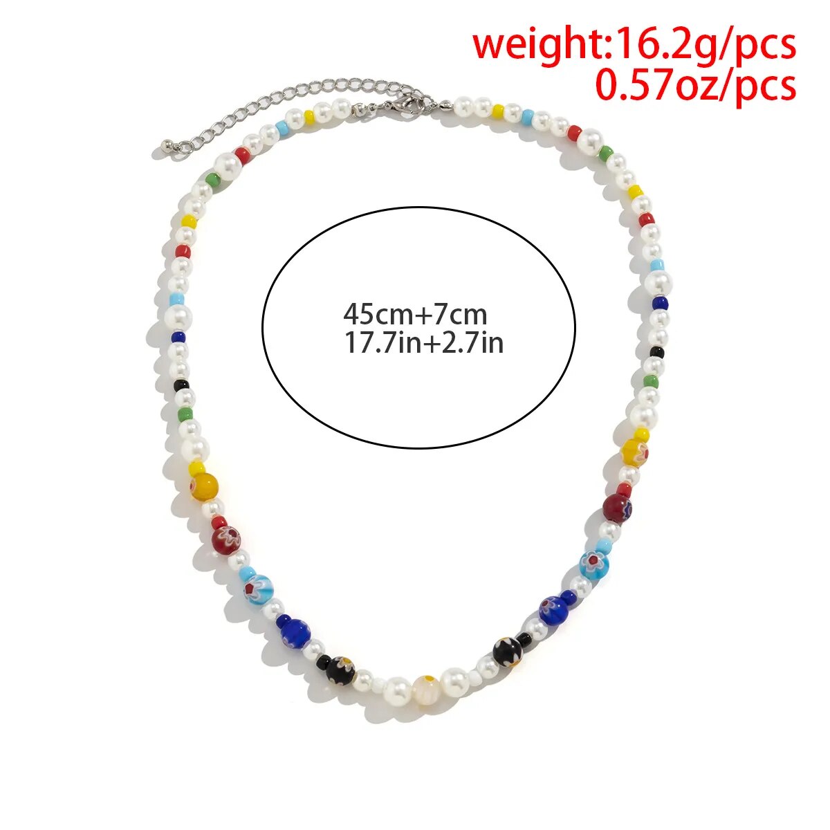 Simple Hip hop Style Colorful Glass Crystal Beads Pearl Necklace Man Sunshine Boy Colored Pearl Necklace Bead Choker