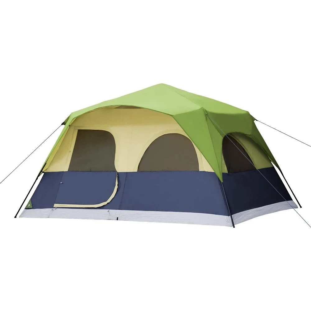 8 person instant tent camping, large waterproof family tent easy to set up, with 5 large mesh windows, rain flies, and handbag